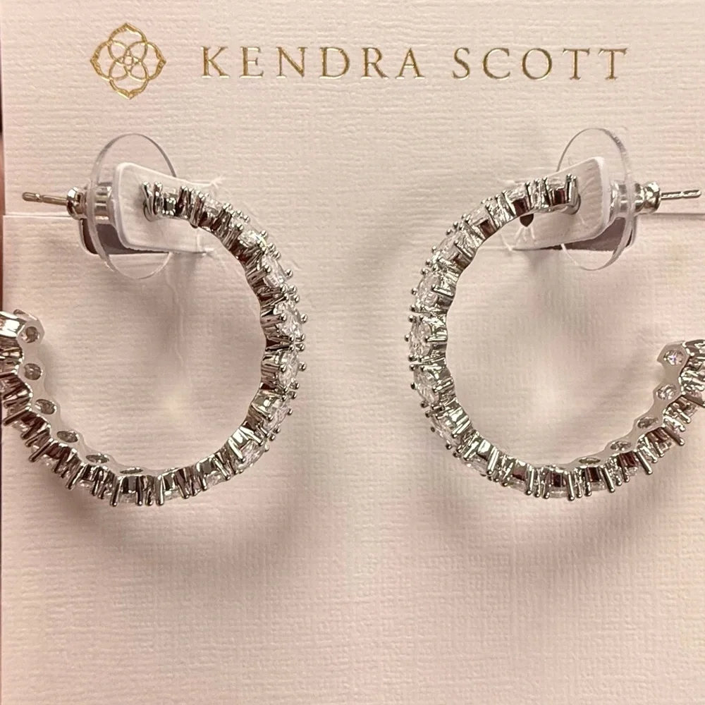 Kendra Scott Crystal Embellished Silver Earrings - Picture 2 of 4